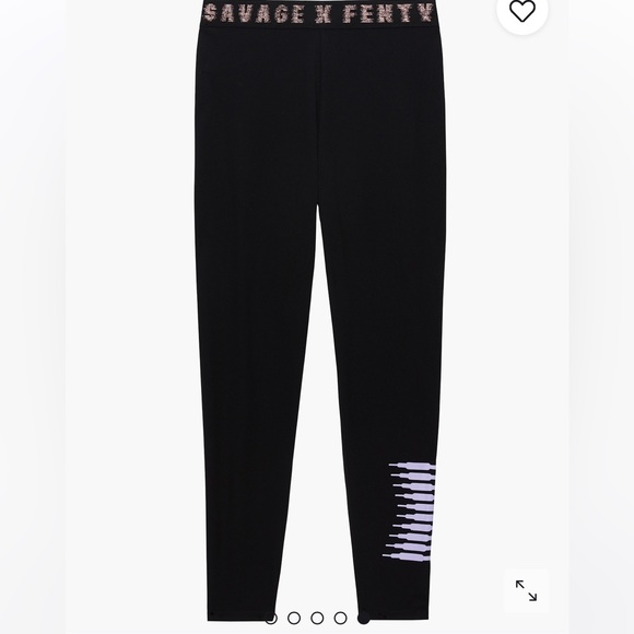 💜SAVAGE X FENTY Forever Jersey leggings Black & Lavender logo - Picture 2 of 11